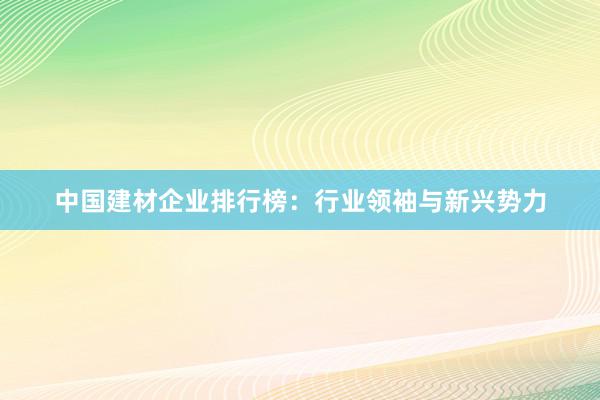 中国建材企业排行榜：行业领袖与新兴势力